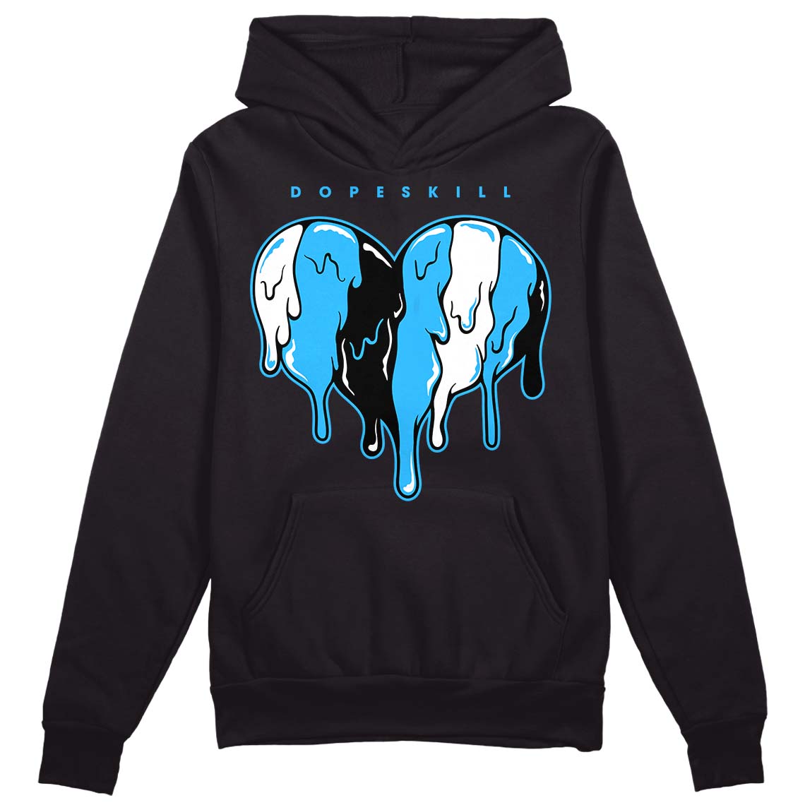 Jordan 1 High Retro OG “University Blue” DopeSkill Hoodie Sweatshirt Slime Drip Heart Graphic Streetwear - Black