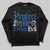 Jordan 1 Low OG “Storm Blue” DopeSkill Long Sleeve T-Shirt Protect Me From Evil Graphic Streetwear - Black