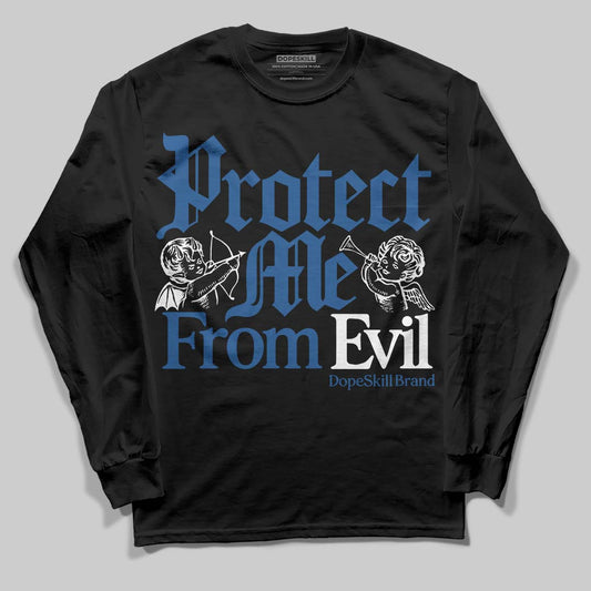 Jordan 1 Low OG “Storm Blue” DopeSkill Long Sleeve T-Shirt Protect Me From Evil Graphic Streetwear - Black