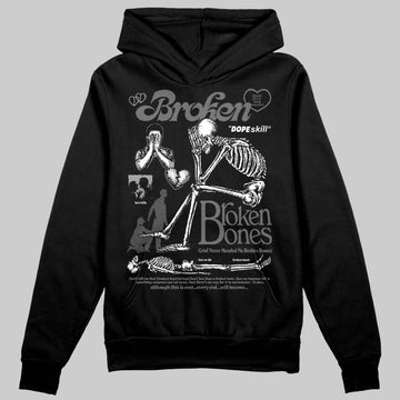 Jordan 4 “Black Cat” (2025) DopeSkill Hoodie Sweatshirt Broken Bones Graphic Streetwear - Black