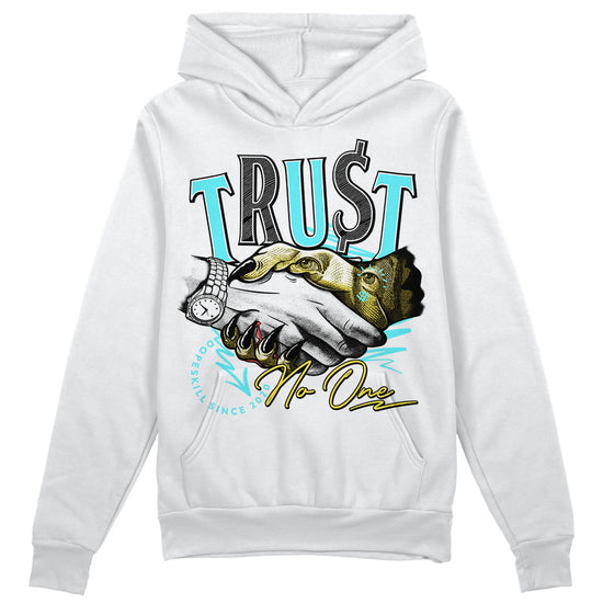 Jordan 5 Aqua DopeSkill Hoodie Sweatshirt Trust No One Graphic Streetwear - White