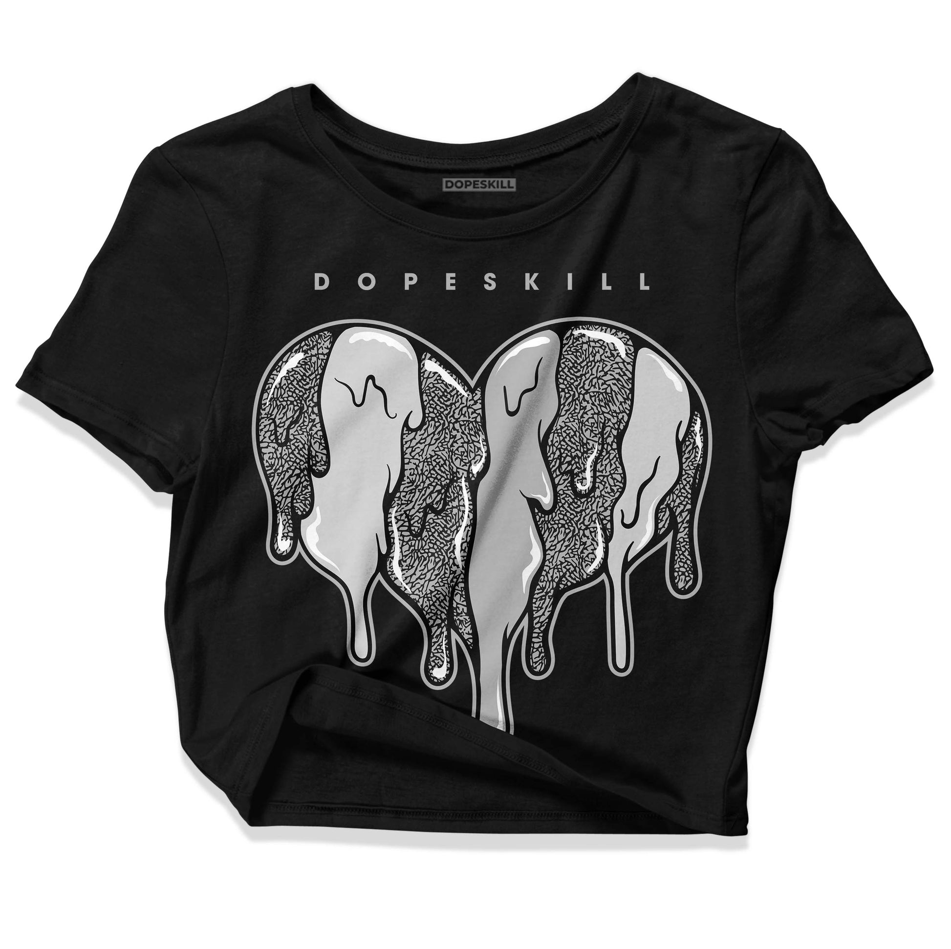 Jordan 3 “Off Noir” DopeSkill Women's Crop Top Slime Drip Heart Graphic Streetwear - Black