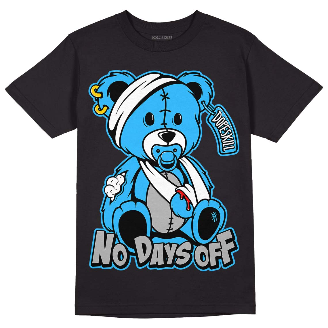 Jordan 2 Low "University Blue" DopeSkill T-Shirt Hurt Bear Graphic Streetwear - Black