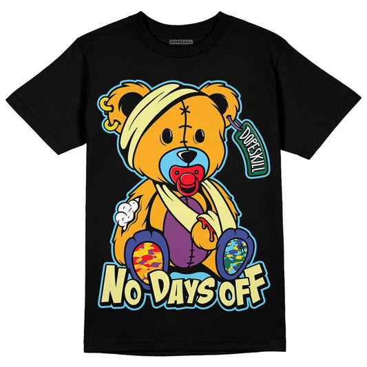 Jordan 1 Mid GS 'Six Championships' DopeSkill T-Shirt Hurt Bear Graphic Streetwear - Black