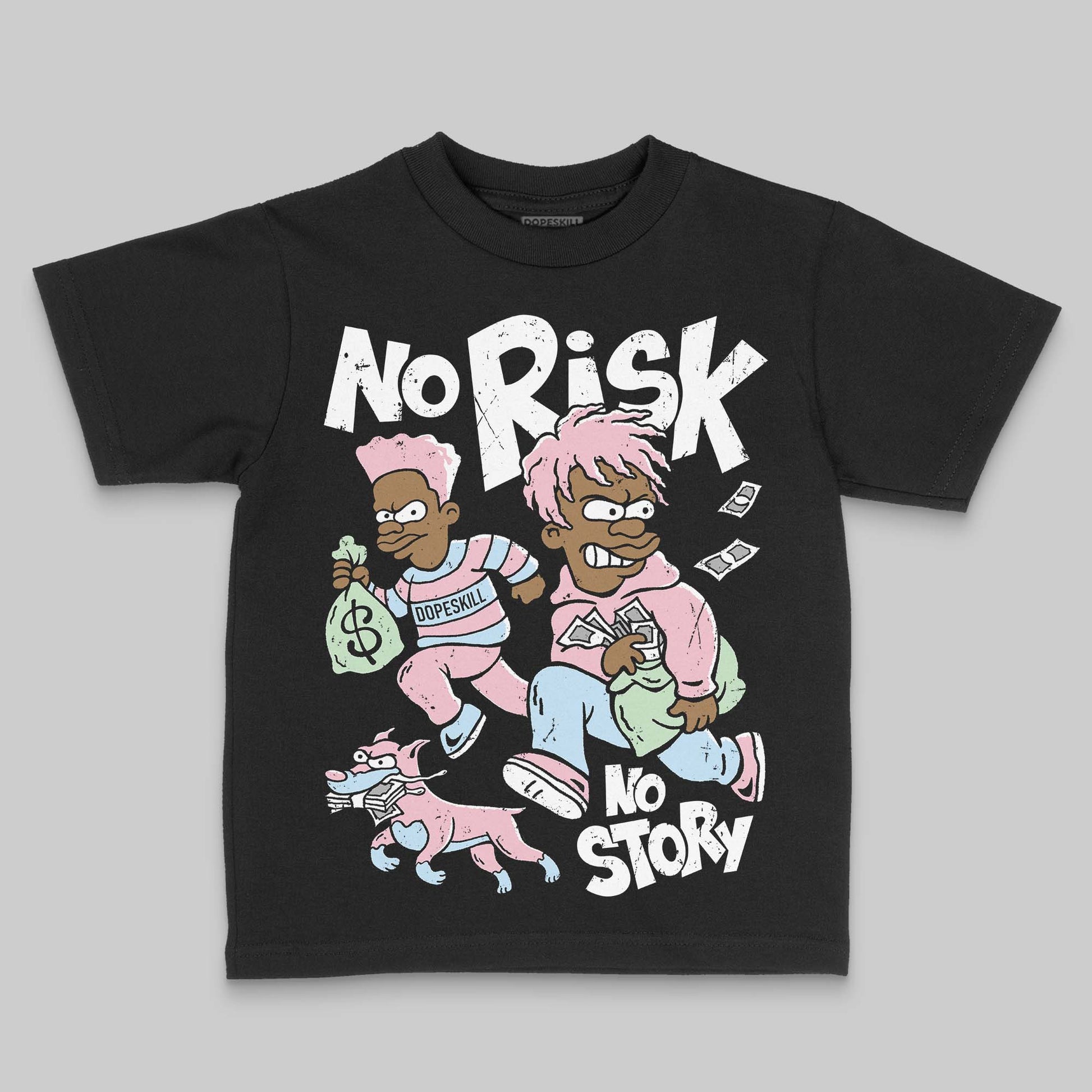 Jordan 4 Retro Valentine's Day (2026) (GS) DopeSkill Toddler Kids T-shirt No Risk No Story Graphic Streetwear - black
