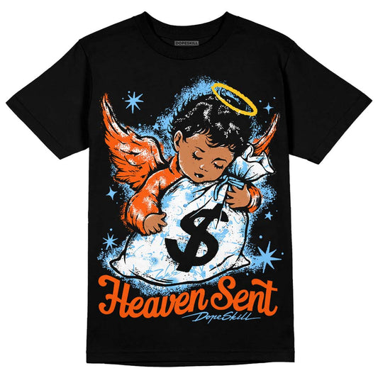 Dunk Low Futura University Blue DopeSkill T-Shirt Heaven Sent Graphic Streetwear - Black