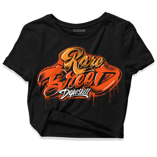 Jordan 12 Retro Brilliant Orange DopeSkill Women's Crop Top Rare Breed Type Graphic Streetwear - Black