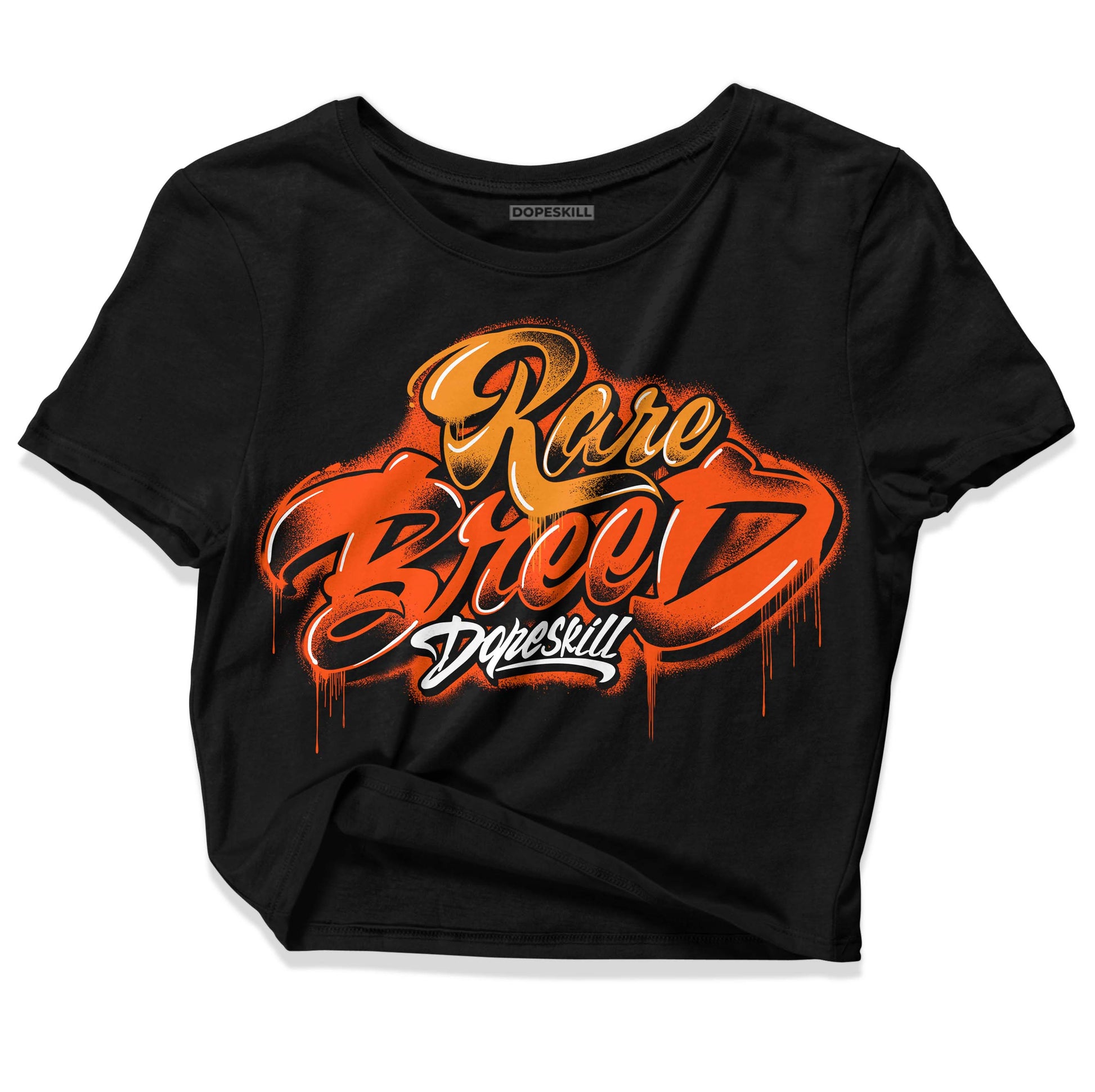 Jordan 12 Retro Brilliant Orange DopeSkill Women's Crop Top Rare Breed Type Graphic Streetwear - Black