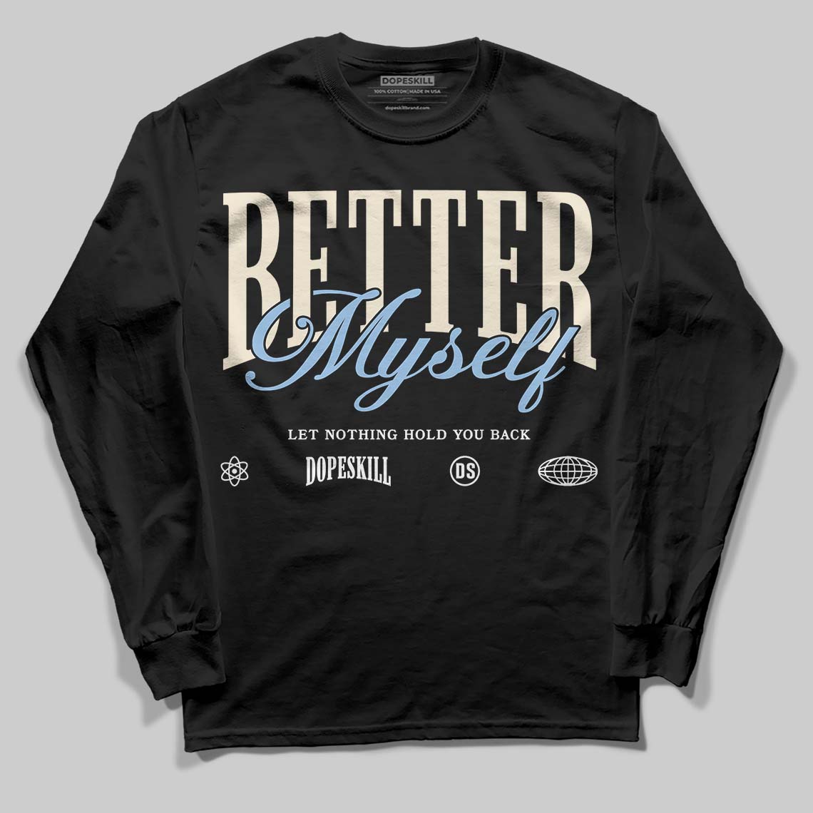 Nike Air Diamond Turf Must Be the Money DopeSkill Long Sleeve T-Shirt Better Myself Graphic Streetwear - Black