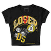 Jordan 4 Retro “Vivid Sulfur” DopeSkill Women's Crop Top Loser Lover Graphic Streetwear - Black 