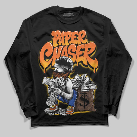 Orange, Black and White Sneakers DopeSkill Long Sleeve T-Shirt Paper Chaser Boy Graphic Streetwear - Black