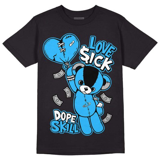 Jordan 2 Low "University Blue" DopeSkill T-Shirt Love Sick Graphic Streetwear - Black