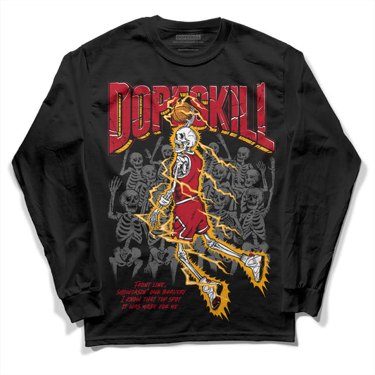 Jordan 7 Retro Cardinal DopeSkill Long Sleeve T-Shirt Thunder Dunk Graphic Streetwear - Black 