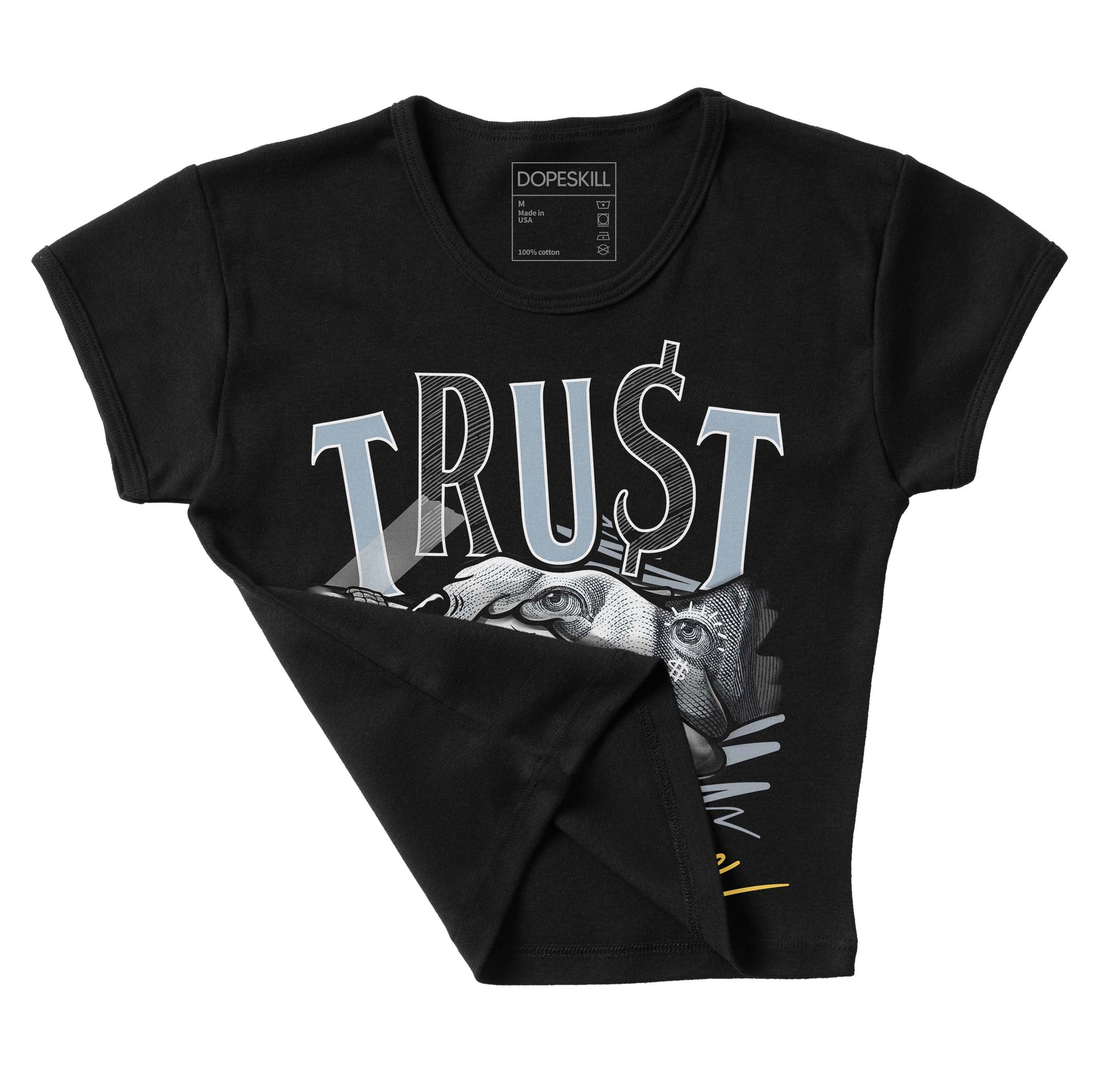 Jordan 13 “Blue Grey” DopeSkill Women's Crop Top Trust No One  Graphic Streetwear - Black