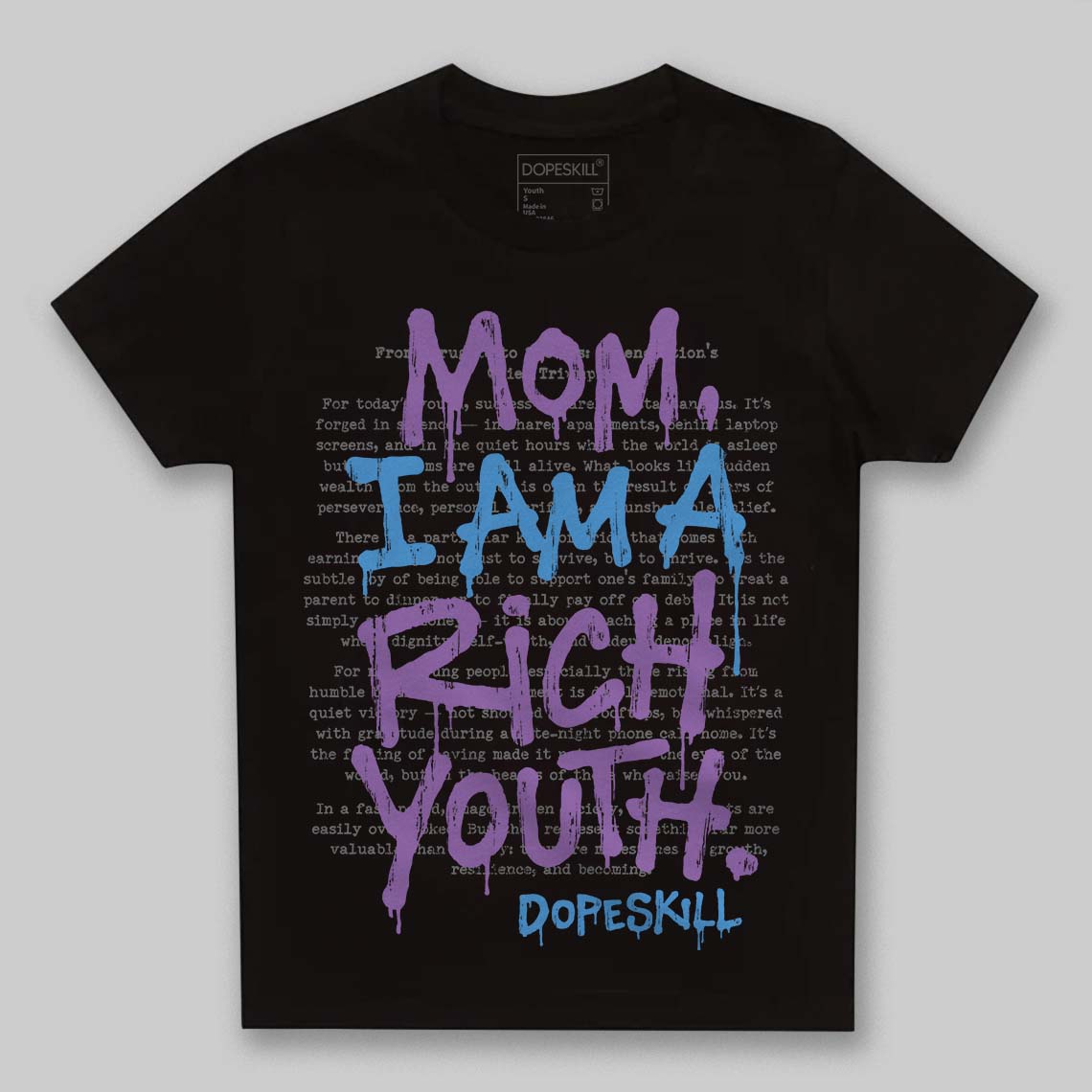 PURPLE Sneakers DopeSkill Toddler Kids T-shirt Mom, I Am A Rich Youth Graphic Streetwear - Black