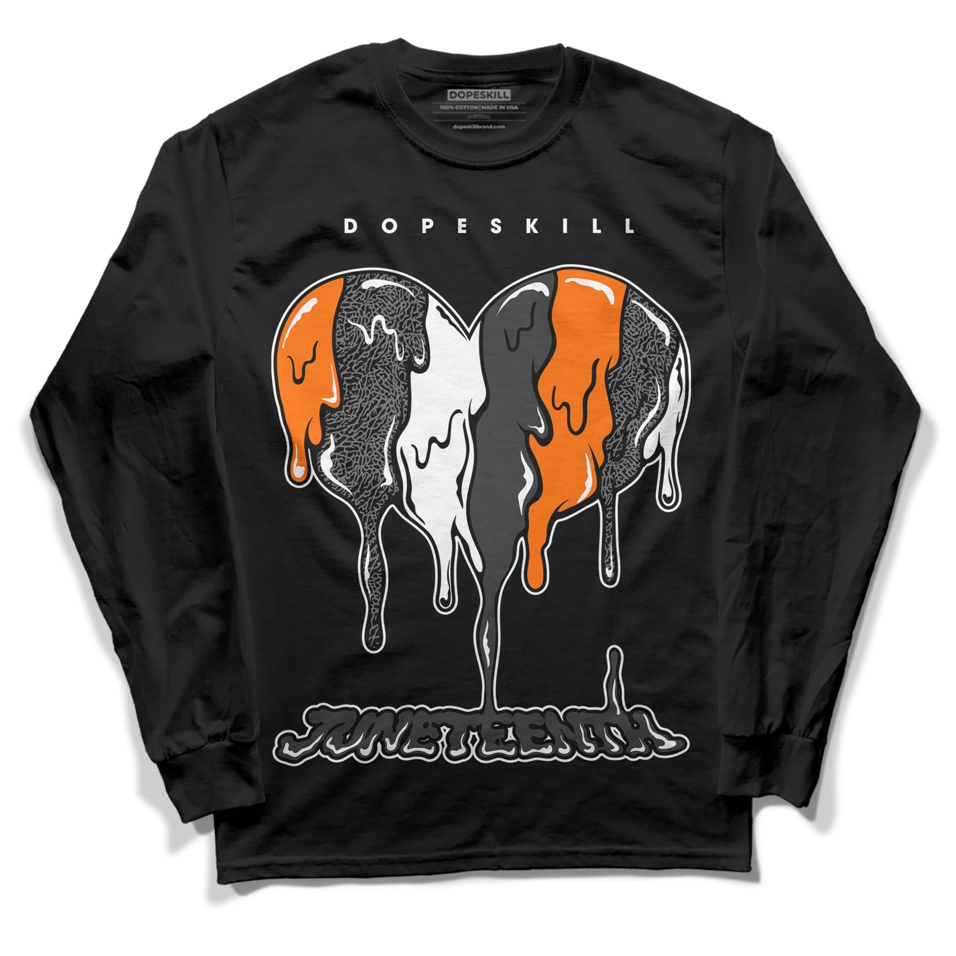 Jordan 3 Retro 'Fear Pack' DopeSkill Long Sleeve T-Shirt Juneteenth Heart Graphic Streetwear - Black