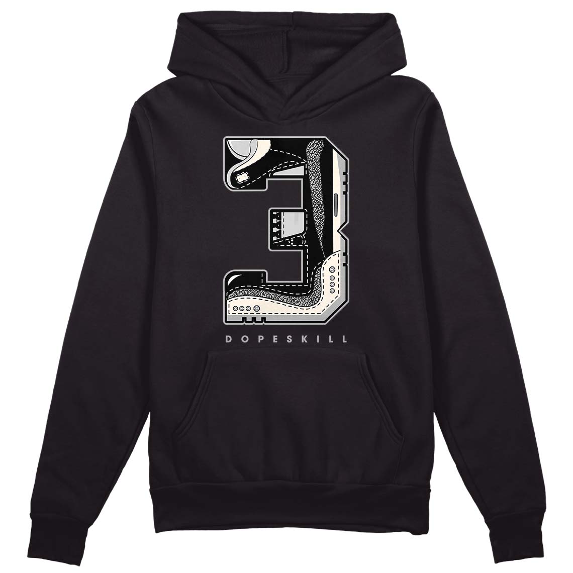 Jordan 3 “Off Noir” DopeSkill Hoodie Sweatshirt No.3 Graphic Streetwear - Black