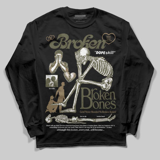 Adidas Samba OG Focus Olive Gum DopeSkill Long Sleeve T-Shirt Broken Bones Graphic Streetwear - Black