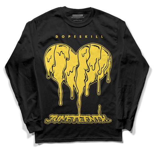 Jordan 4 Tour Yellow Thunder DopeSkill Long Sleeve T-Shirt Juneteenth Heart Graphic Streetwear - Black