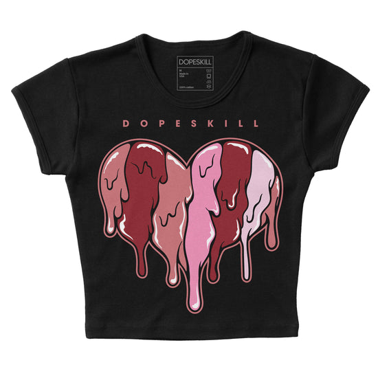 Valentine's Day Collection DopeSkill Women's Crop Top Slime Drip Heart Graphic Streetwear - Black