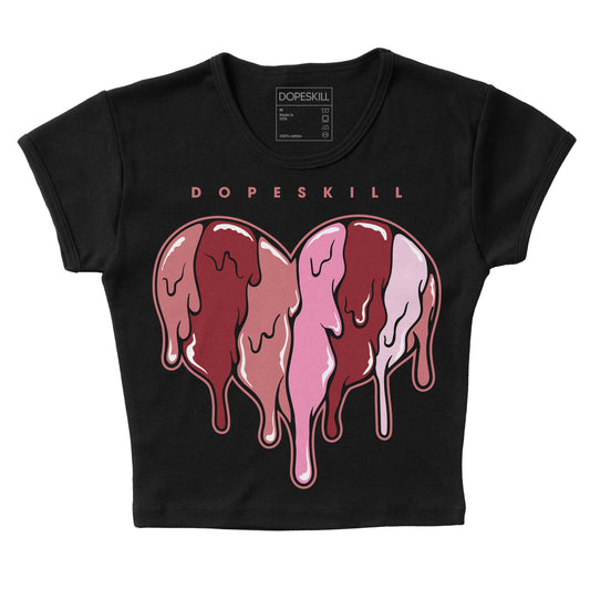 Valentine's Day Collection DopeSkill Women's Crop Top Slime Drip Heart Graphic Streetwear - Black