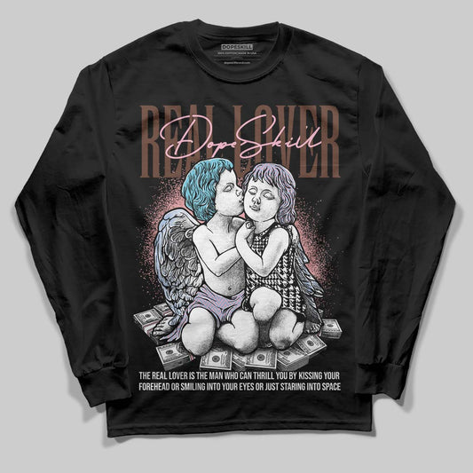 Harris Tweed x Dunk Low Denim Turquoise and Baroque Brown DopeSkill Long Sleeve T-Shirt Real Lover Graphic Streetwear - Black