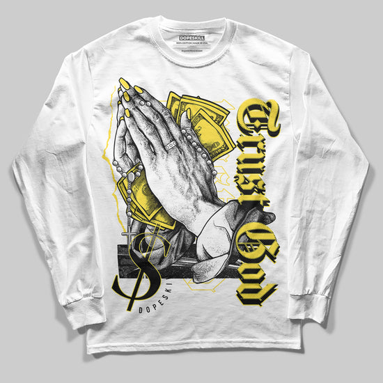 Wmns Air Jordan 11 Low 'Yellow Snakeskin' DopeSkill Long Sleeve T-Shirt Trust God Graphic Streetwear - White