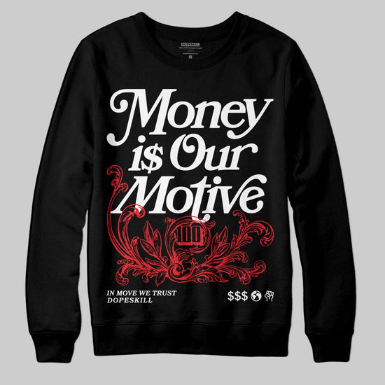 Rick Owens Leather Low Sneaker Black And Milk DopeSkill Sweatshirt Money Is Our Motive Typo Graphic Streetwear - Black