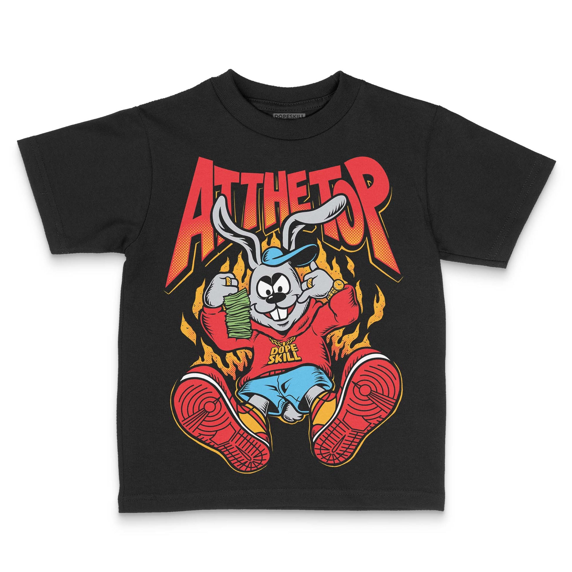 Red Sneakers DopeSkill Toddler Kids T-shirt At The Top Graphic Streetwear - Black