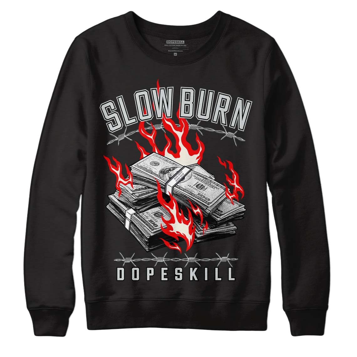 Jordan 1 Retro Low OG Black Cement DopeSkill Sweatshirt Slow Burn Graphic Streetwear - Black