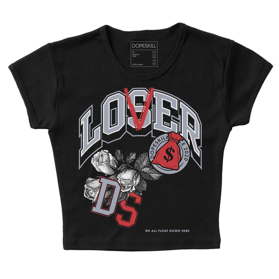 Jordan 4 “Bred Reimagined” DopeSkill Women's Crop Top Loser Lover Graphic Streetwear - Black