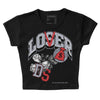 Jordan 4 “Bred Reimagined” DopeSkill Women's Crop Top Loser Lover Graphic Streetwear - Black