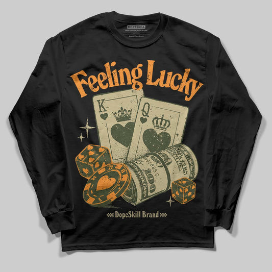 Olive Sneakers DopeSkill Long Sleeve T-Shirt Feeling Lucky Graphic Streetwear - Black