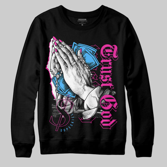 Pink Sneakers DopeSkill Sweatshirt Trust God Graphic Streetwear - Black