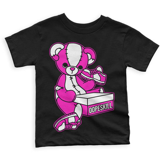 Dunk Low GS “Active Fuchsia” DopeSkill Toddler Kids T-shirt Sneakerhead BEAR Graphic Streetwear - Black