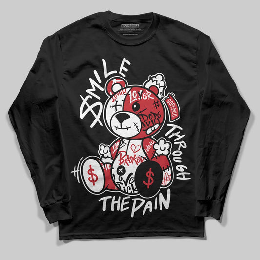 Jordan 5 Retro Fire Red Black Tongue (2025) DopeSkill Long Sleeve T-Shirt Smile Through The Pain Graphic Streetwear - Black