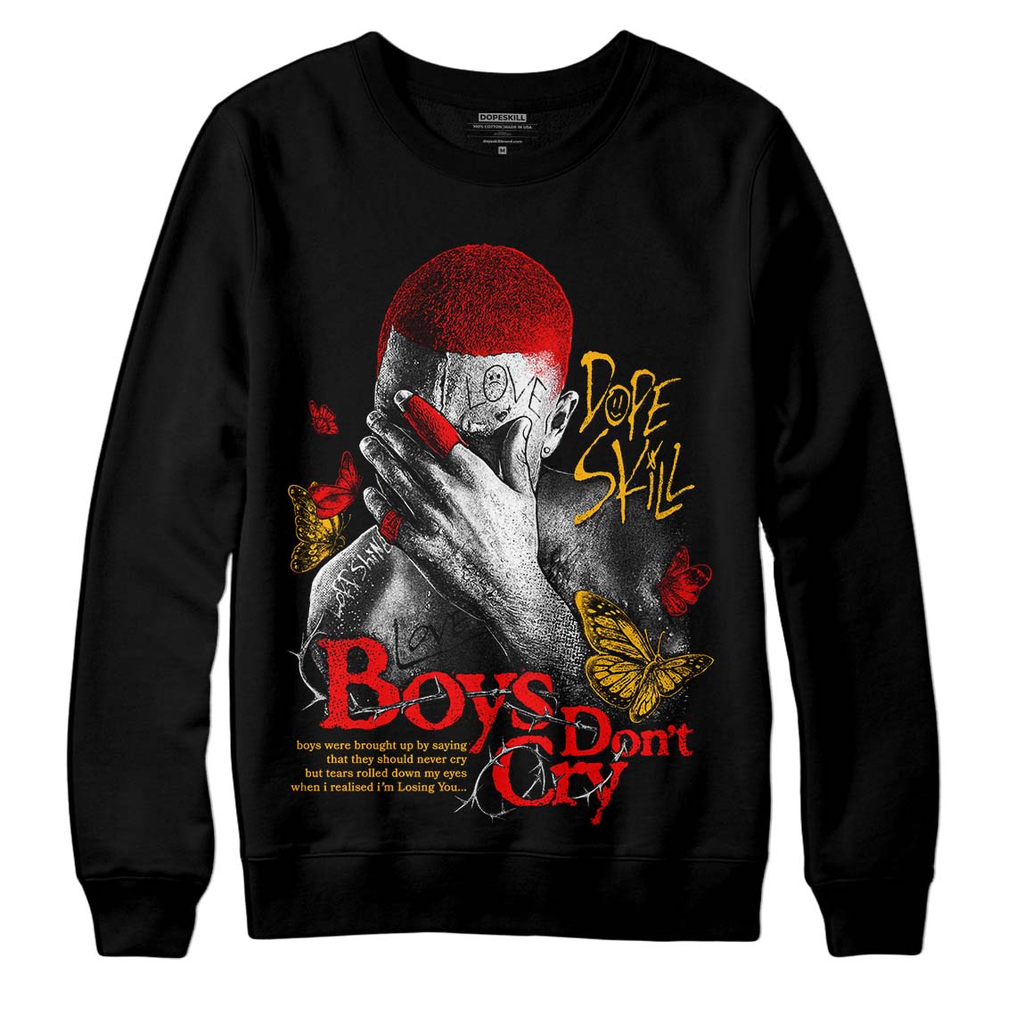 Red Sneakers DopeSkill Sweatshirt Boys Don't Cry Graphic Streetwear - Black