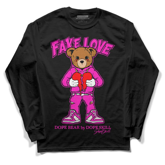 Dunk Low GS “Active Fuchsia” DopeSkill Long Sleeve T-Shirt Fake Love Graphic Streetwear - Black