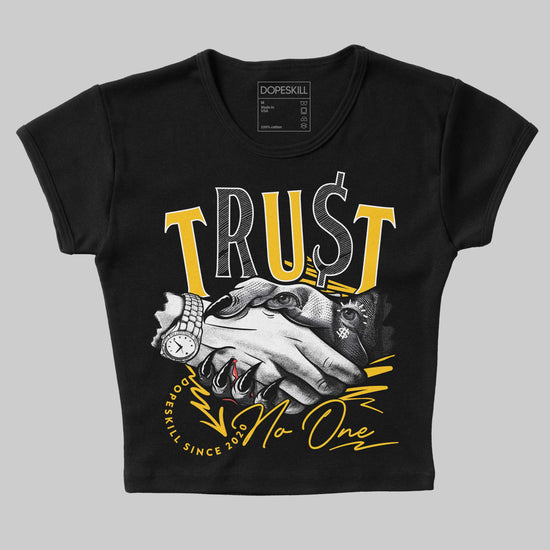 Yellow Sneakers DopeSkill Women's Crop Top Trust No One Graphic Streetwear - Black