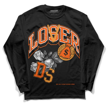 Jordan 12 Retro Brilliant Orange DopeSkill Long Sleeve T-Shirt Loser Lover Graphic Streetwear - Black