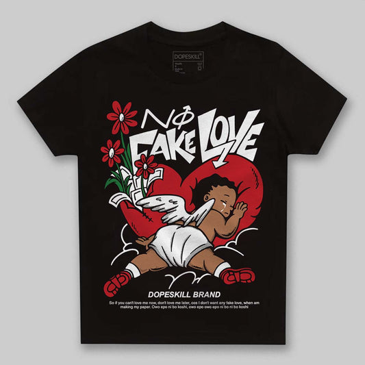 Jordan 5 Retro Fire Red Black Tongue (2025) DopeSkill Toddler Kids T-shirt No Fake Love Graphic Streetwear - Black