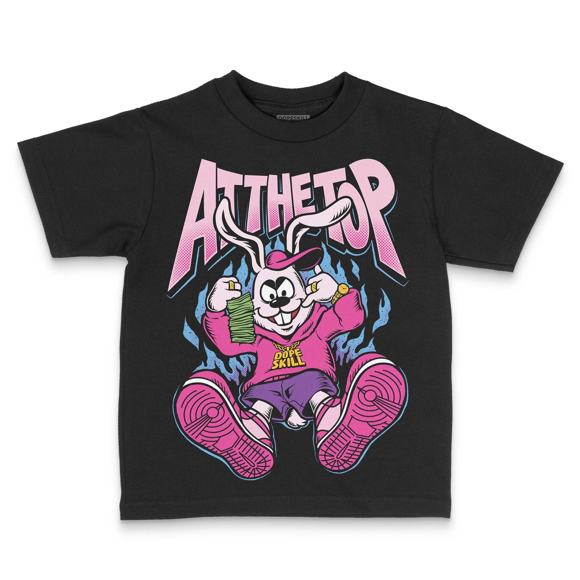Pink Sneakers DopeSkill Toddler Kids T-shirt At The Top Graphic Streetwear - Black