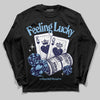 University Blue Sneakers DopeSkill Long Sleeve T-Shirt Feeling Lucky Graphic Streetwear - Black