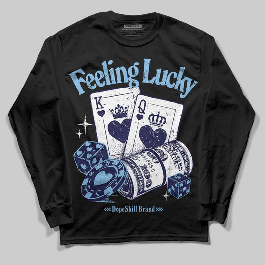 University Blue Sneakers DopeSkill Long Sleeve T-Shirt Feeling Lucky Graphic Streetwear - Black