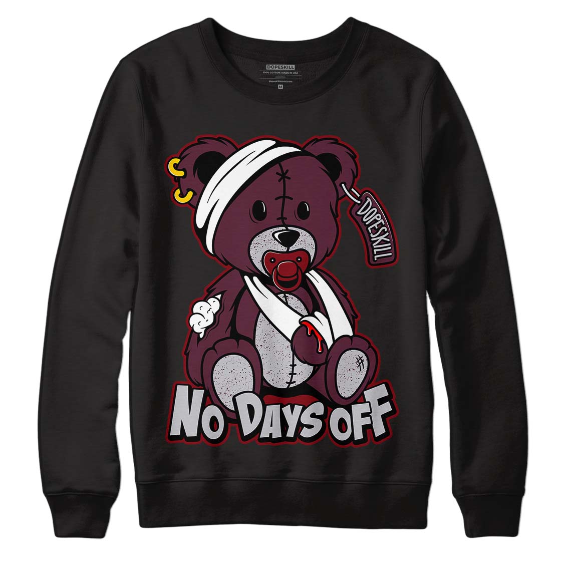 Jordan 5 Retro Burgundy (2023) DopeSkill Sweatshirt Hurt Bear Graphic Streetwear - Black