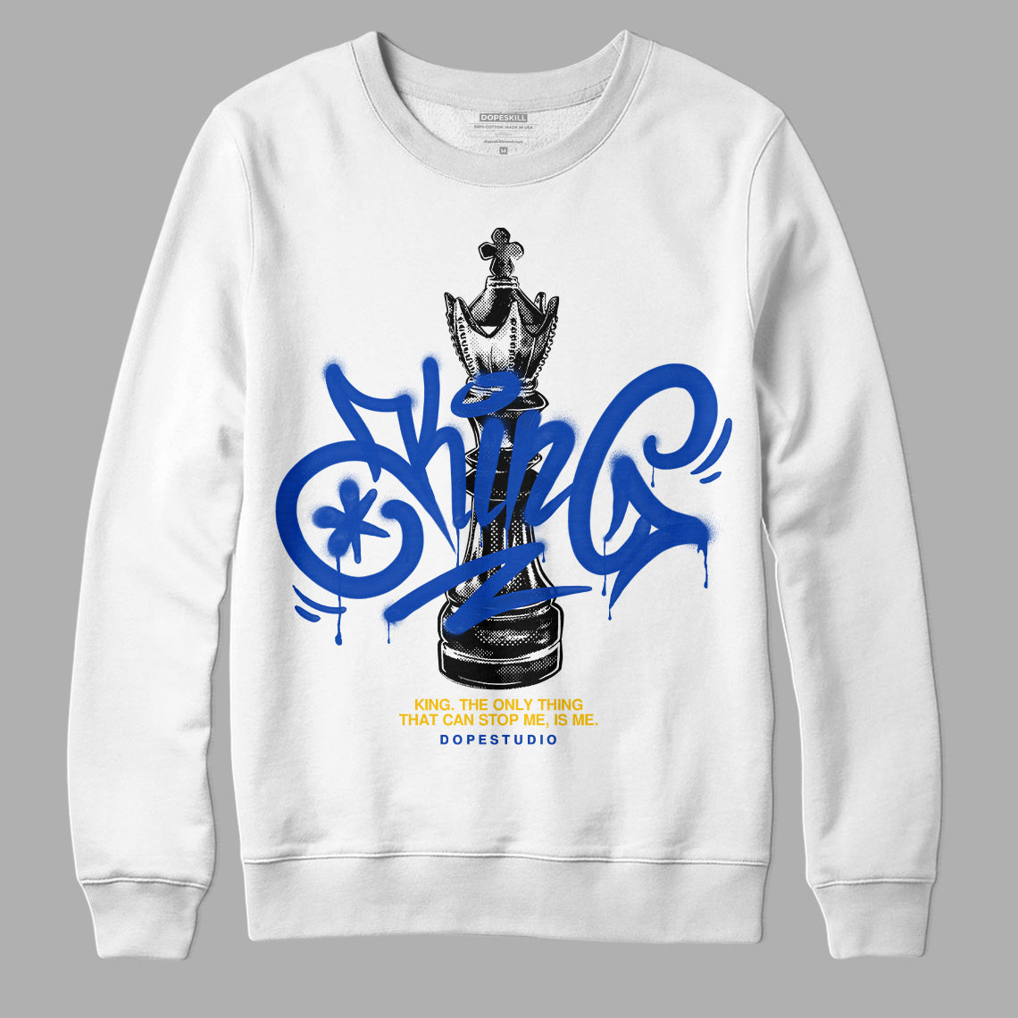 Jordan 14 “Laney” DopeSkill Sweatshirt King Chess Graphic Streetwear - White 