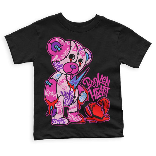 Dunk Low Triple Pink DopeSkill Toddler Kids T-shirt Broken Heart Graphic Streetwear  - Black 