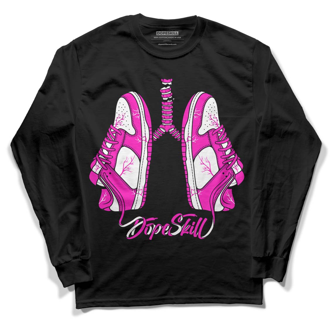 Dunk Low GS “Active Fuchsia” DopeSkill Long Sleeve T-Shirt Breathe Graphic Streetwear - Black