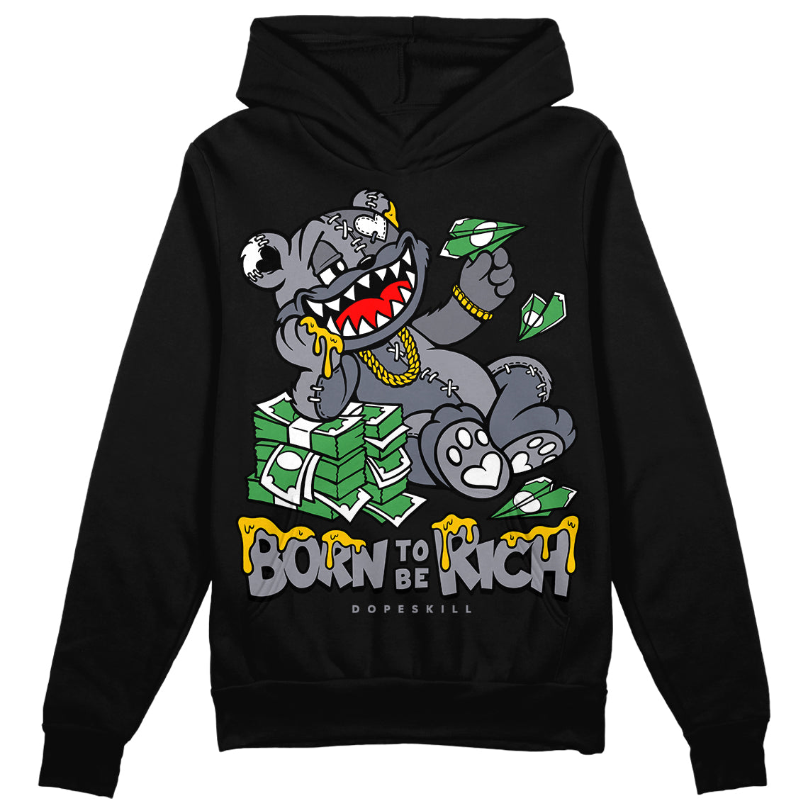 Jordan 14 Retro 'Stealth' DopeSkill Hoodie Sweatshirt Born To Be Rich Graphic Streetwear - Black