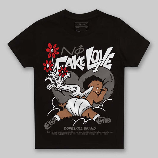 Jordan 4 Retro Cave Stone DopeSkill Toddler Kids T-shirt No Fake Love Graphic Streetwear - Black